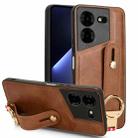 For Tecno Pova 5 Pro Wristband Leather Back Phone Case(Brown) - 1