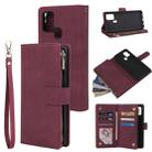 For Samsung Galaxy A21s Multifunctional Horizontal Flip Leather Case, with Card Slot & Holder & Zipper Wallet & Photo Frame(Wine Red) - 1