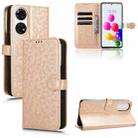 For ZTE Anshin Family A303ZT JP Version Honeycomb Dot Texture Leather Phone Case(Gold) - 1