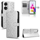 For ZTE Anshin Family A303ZT JP Version Honeycomb Dot Texture Leather Phone Case(Silver) - 1