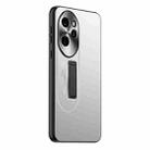 For Honor 100 Pro Frosted Metal Hybrid TPU Holder Phone Case(Silver) - 1