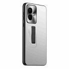 For Honor 100 Frosted Metal Hybrid TPU Holder Phone Case(Silver) - 1