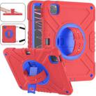 For iPad Air 2022 10.9 / Pro 11 2022 X Rotation PC Hybrid Silicone Tablet Case with Strap(Red Blue) - 1