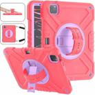 For iPad Air 2022 10.9 / Pro 11 2022 X Rotation PC Hybrid Silicone Tablet Case with Strap(Red Purple) - 1