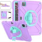 For iPad Air 2022 10.9 / Pro 11 2022 X Rotation PC Hybrid Silicone Tablet Case with Strap(Purple Cyan) - 1