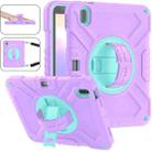 For iPad 10th Gen 10.9 2022 X Rotation PC Hybrid Silicone Tablet Case with Strap(Purple Cyan) - 1