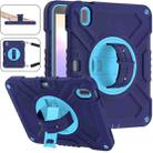 For iPad 10th Gen 10.9 2022 X Rotation PC Hybrid Silicone Tablet Case with Strap(Navy Sky Blue) - 1