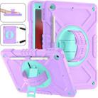 For iPad 10.2 2021 / 2020 / 2019 X Rotation PC Hybrid Silicone Tablet Case with Strap(Purple Cyan) - 1