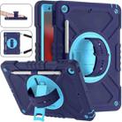 For iPad 10.2 2021 / 2020 / 2019 X Rotation PC Hybrid Silicone Tablet Case with Strap(Navy Sky Blue) - 1