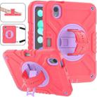 For iPad mini 6 X Rotation PC Hybrid Silicone Tablet Case with Strap(Red Purple) - 1