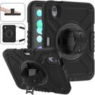 For iPad mini 6 / mini 2024 X Rotation PC Hybrid Silicone Tablet Case with Strap(Full Black) - 1
