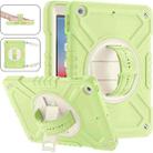 For iPad Air / Air 2 / 9.7 2018 / 2017 X Rotation PC Hybrid Silicone Tablet Case with Strap(Yellow Green White) - 1