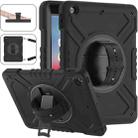 For iPad Air / Air 2 / 9.7 2018 / 2017 X Rotation PC Hybrid Silicone Tablet Case with Strap(Full Black) - 1