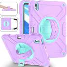 For iPad Air 11 2024 X Rotation PC Hybrid Silicone Tablet Case with Strap(Purple Cyan) - 1