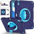 For iPad Air 11 2024 X Rotation PC Hybrid Silicone Tablet Case with Strap(Navy Sky Blue) - 1