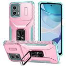 For Motorola Moto G 5G 2023/4G 2023 Sliding Camshield Holder Phone Case(Pink + Grey Green) - 1