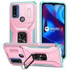For Motorola G Pure/G Play 2023/G Power 2022 Sliding Camshield Holder Phone Case(Pink + Grey Green) - 1