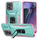 For Motorola Moto G Stylus 5G 2023 Sliding Camshield Holder Phone Case(Grey Green + Pink) - 1