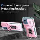 For Motorola Moto G Play 2024 Sliding Camshield Holder Phone Case(Pink + Grey Green) - 2