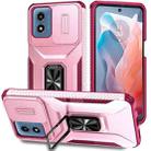 For Motorola Moto G Play 2024 Sliding Camshield Holder Phone Case(Pink + Rose Red) - 1