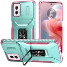 For Motorola Moto G Power 2024 Sliding Camshield Holder Phone Case(Grey Green + Pink) - 1