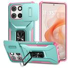 For Motorola Moto G Stylus 2025 Sliding Camshield Holder Phone Case(Grey Green + Pink) - 1