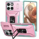For Motorola Edge 5G 2025 Sliding Camshield Holder Phone Case(Grey Green + Pink) - 1