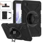 For Samsung Galaxy Tab A7 Lite X Rotation PC Hybrid Silicone Tablet Case with Strap(Full Black) - 1