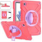 For Samsung Galaxy Tab A8 X200 X Rotation PC Hybrid Silicone Tablet Case with Strap(Red Purple) - 1