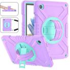 For Samsung Galaxy Tab A8 X200 X Rotation PC Hybrid Silicone Tablet Case with Strap(Purple Cyan) - 1