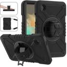 For Samsung Galaxy Tab A9 X110 X Rotation PC Hybrid Silicone Tablet Case with Strap(Full Black) - 1