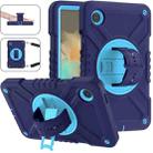 For Samsung Galaxy Tab A9 X110 X Rotation PC Hybrid Silicone Tablet Case with Strap(Navy Sky Blue) - 1