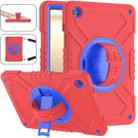 For Samsung Galaxy Tab A9+ X210 X Rotation PC Hybrid Silicone Tablet Case with Strap(Red Blue) - 1