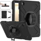 For Samsung Galaxy Tab A9+ X210 X Rotation PC Hybrid Silicone Tablet Case with Strap(Full Black) - 1