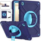 For Samsung Galaxy Tab A9+ X210 X Rotation PC Hybrid Silicone Tablet Case with Strap(Navy Sky Blue) - 1