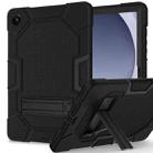 For Samsung Galaxy Tab A9+ X216 Contrast Color Robot Silicone Hybrid PC Tablet Case with Holder(Black) - 1