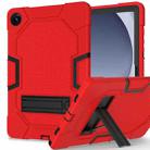 For Samsung Galaxy Tab A9+ X216 Contrast Color Robot Silicone Hybrid PC Tablet Case with Holder(Red Black) - 1