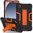 For Samsung Galaxy Tab A9 X115 Contrast Color Robot Silicone Hybrid PC Tablet Case with Holder(Black Orange) - 1