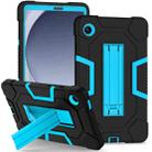 For Samsung Galaxy Tab A9 X115 Contrast Color Robot Silicone Hybrid PC Tablet Case with Holder(Black Blue) - 1