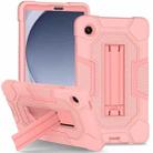For Samsung Galaxy Tab A9 X115 Contrast Color Robot Silicone Hybrid PC Tablet Case with Holder(Rose Gold) - 1