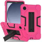 For Samsung Galaxy Tab A9 X115 Contrast Color Robot Silicone Hybrid PC Tablet Case with Holder(Rose Red Black) - 1