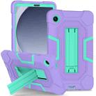 For Samsung Galaxy Tab A9 X115 Contrast Color Robot Silicone Hybrid PC Tablet Case with Holder(Purple Mint Green) - 1