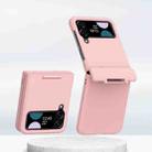 For Samsung Galaxy Z Flip3 5G/Z Flip4 5G PC Skin Feel Integrated Foldable Mid Shaft Phone Case(Pink) - 1