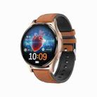 1.43 inch Leather Strap Bluetooth Call Smart Watch Support ECG / Non-invasive Blood Sugar(Brown) - 1