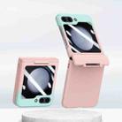 For Samsung Galaxy Z Flip5 5G PC Skin Feel Integrated Foldable Mid Shaft Phone Case(Pink Cyan) - 1