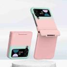 For Samsung Galaxy Z Flip3 5G/Z Flip4 5G PC Skin Feel Integrated Foldable Mid Shaft Phone Case(Pink Cyan) - 1