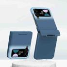 For Samsung Galaxy Z Flip3 5G/Z Flip4 5G PC Skin Feel Integrated Foldable Mid Shaft Phone Case(Blue Cyan) - 1