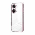 For OnePlus Ace 2V / Nord 3 Transparent Plating Fine Hole Phone Case(Pink) - 1