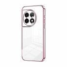 For OnePlus 11 Transparent Plating Fine Hole Phone Case(Pink) - 1