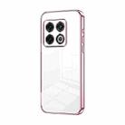 For OnePlus 10 Pro Transparent Plating Fine Hole Phone Case(Pink) - 1
